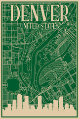 Denver Urban Blueprint City Map by Anonymous