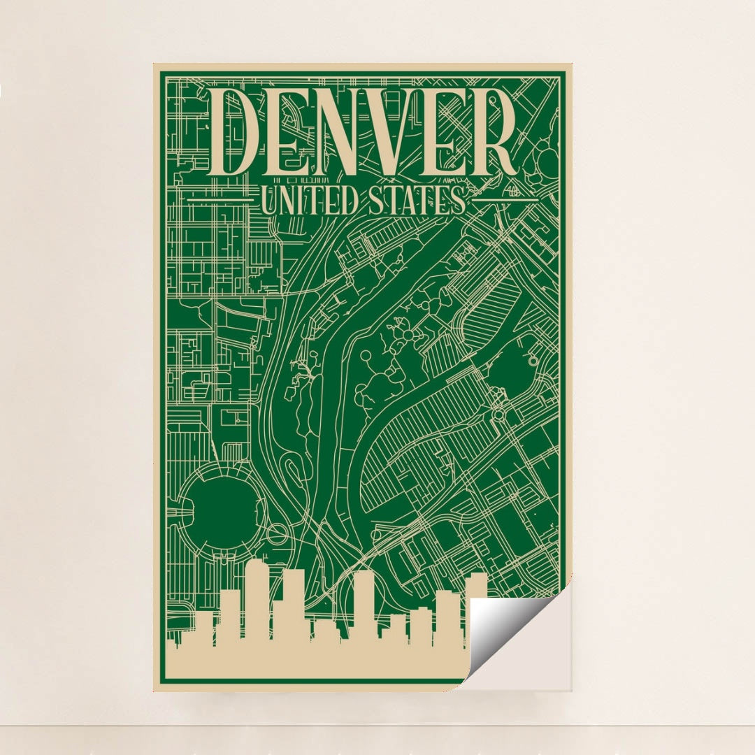 Denver Urban Blueprint City Map by Anonymous - Peeliez