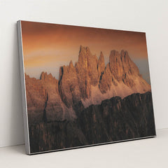 Sunset Over the Dolomites by eberhard grossgasteiger - Silver Frame Stretchiez