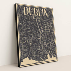 Dublin Urban Blueprint Road Map by Anonymous - Black Frame Stretchiez