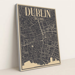 Dublin Urban Blueprint Road Map by Anonymous - Silver Frame Stretchiez