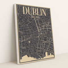 Dublin Urban Blueprint Road Map by Anonymous - White Frame Stretchiez