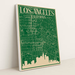 Downtown Los Angeles Urban Blueprint Road Map by Anonymous - White Frame Stretchiez