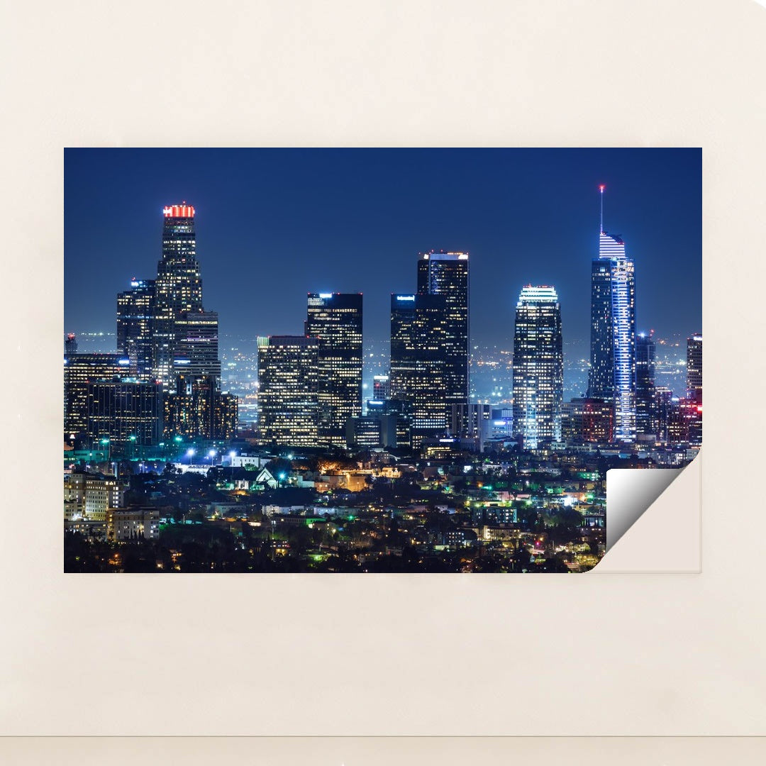 Nighttime Downtown Los Angeles Skyline by Anonymous - Peeliez