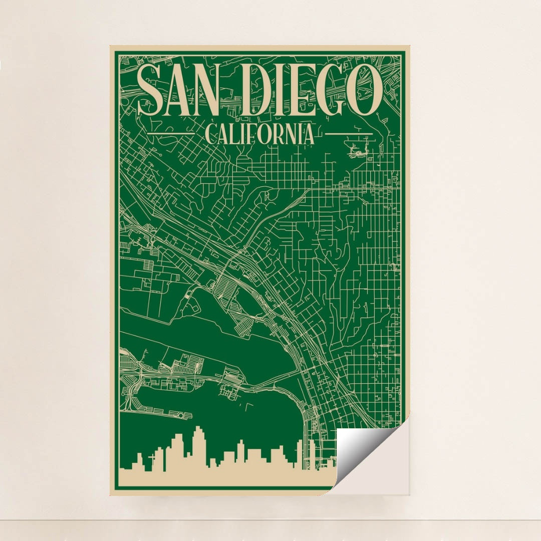 Blueprint Map of Downtown San Diego by Anonymous - Peeliez