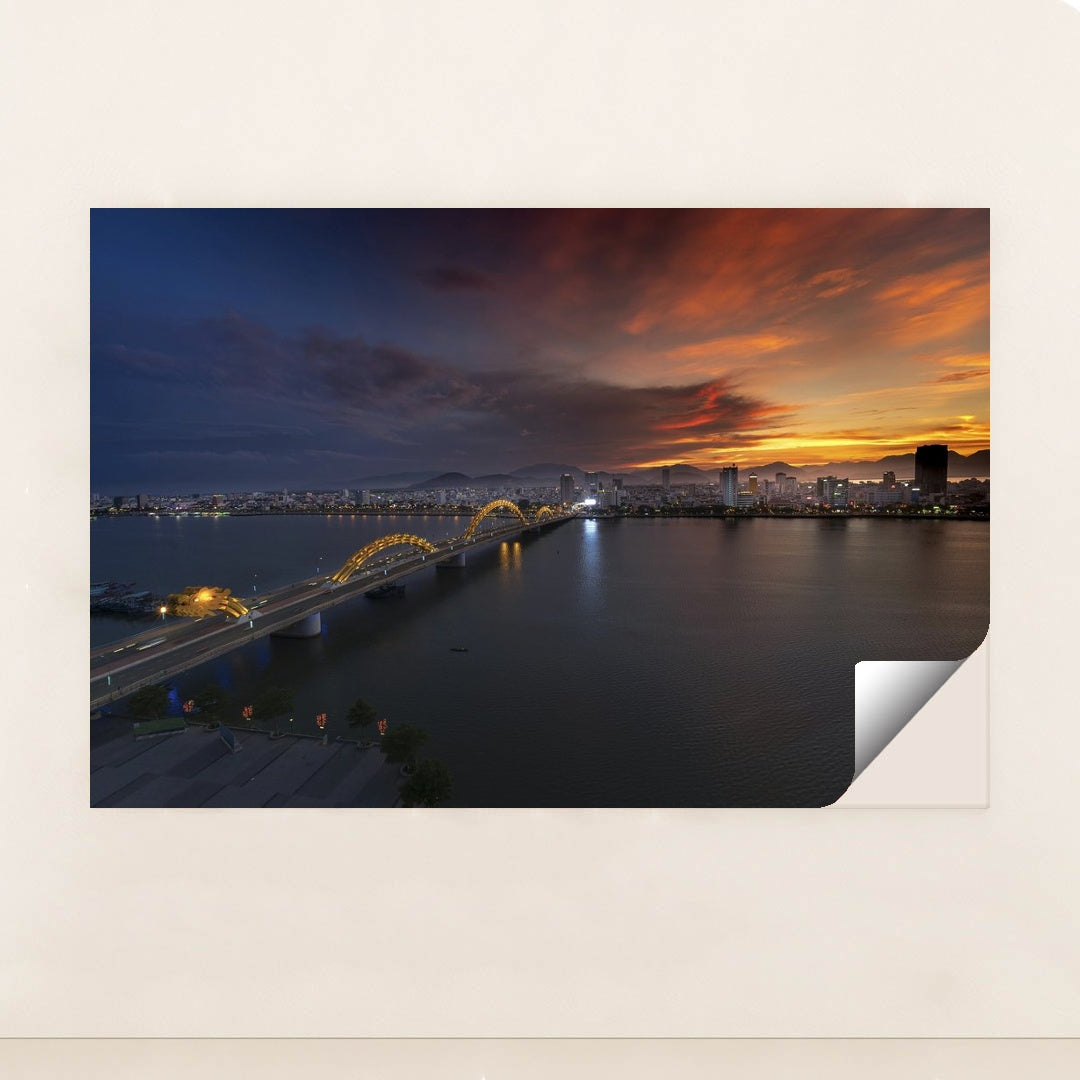 Sunset Over Dragon Bridge in Da Nang by Quang Nguyen Vinh - Peeliez