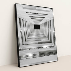 Staircase in Dramatic Black and White by Neevin Alvin ✳️ - Black Frame Stretchiez