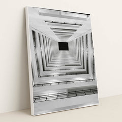 Staircase in Dramatic Black and White by Neevin Alvin ✳️ - White Frame Stretchiez