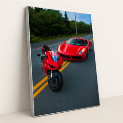 Ducati and Ferrari on the Road by Dominic Comeau - Silver Frame Stretchiez