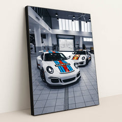 Duo Porsche 911 GT3 Icons in Martini Livery by Jaime Castrillon - Black Frame Stretchiez