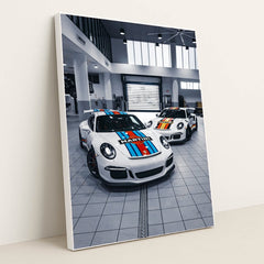 Duo Porsche 911 GT3 Icons in Martini Livery by Jaime Castrillon - White Frame Stretchiez