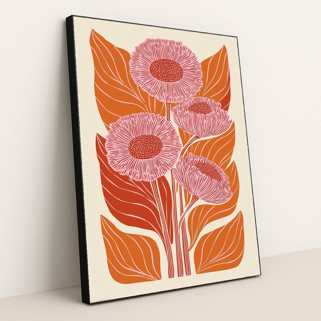 Dusty Rose Poppies by Sarah Jones - Black Frame Stretchiez