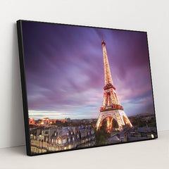Romantic Dusk View of the Eiffel Tower in Paris by Anonymous - Black Frame Stretchiez