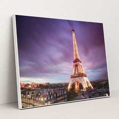 Romantic Dusk View of the Eiffel Tower in Paris by Anonymous - White Frame Stretchiez