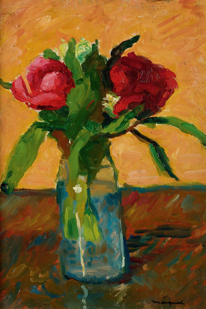 Pivoines Dans Un Vase De Verre And Paris, Rue Monge by Albert Marquet