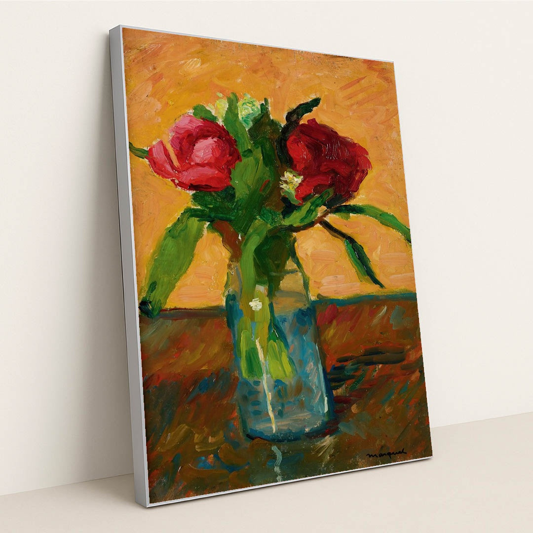 Pivoines Dans Un Vase De Verre And Paris, Rue Monge by Albert Marquet - Silver Frame Stretchiez