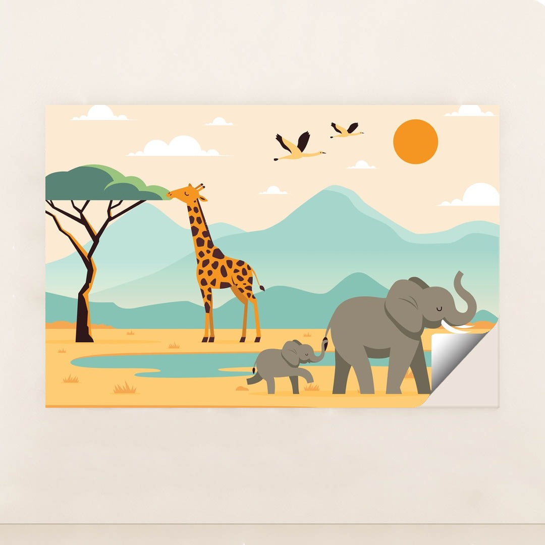 Wildlife Trio: Elephant and Giraffe Family by JÄ“ Design - Peeliez
