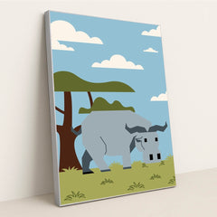 Elephant in a Field with a House by Silverfork Studio - Silver Frame Stretchiez