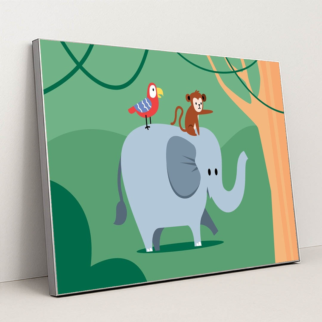 Elephant and Monkey Duo by Silverfork Studio - Silver Frame Stretchiez
