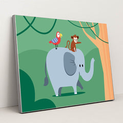 Elephant and Monkey Duo by Silverfork Studio - Silver Frame Stretchiez