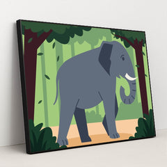 Majestic Elephant in the Forest by Andania Humaira - Black Frame Stretchiez