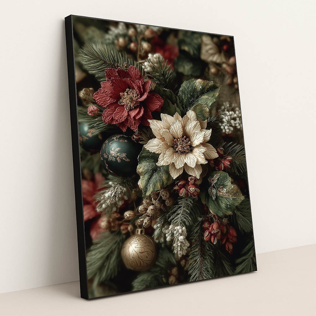 Evergreen, Berry, and Bauble by Jessica A - Black Frame Stretchiez