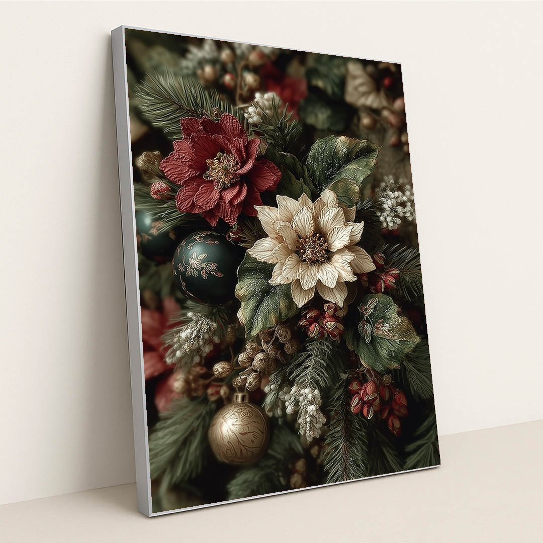 Evergreen, Berry, and Bauble by Jessica A - Silver Frame Stretchiez