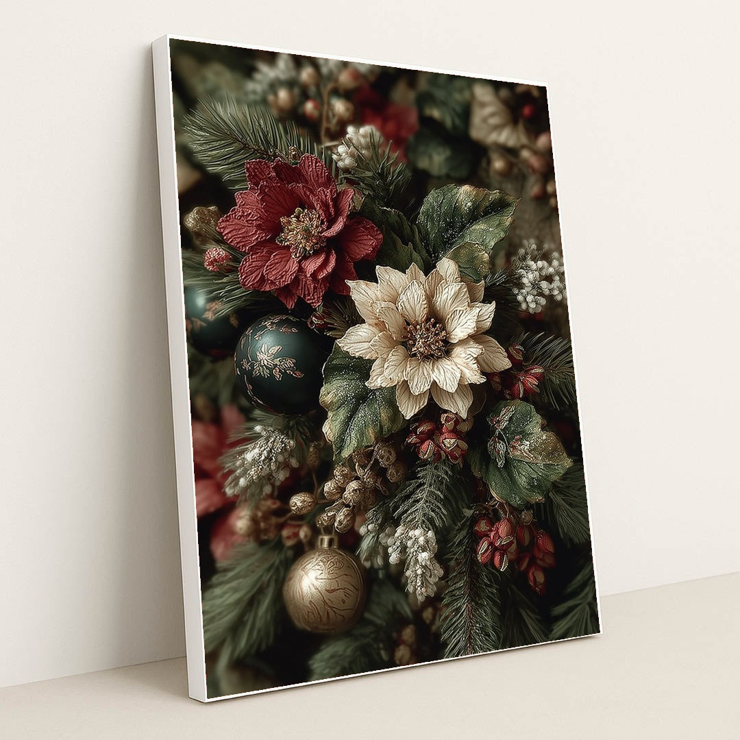 Evergreen, Berry, and Bauble by Jessica A - White Frame Stretchiez