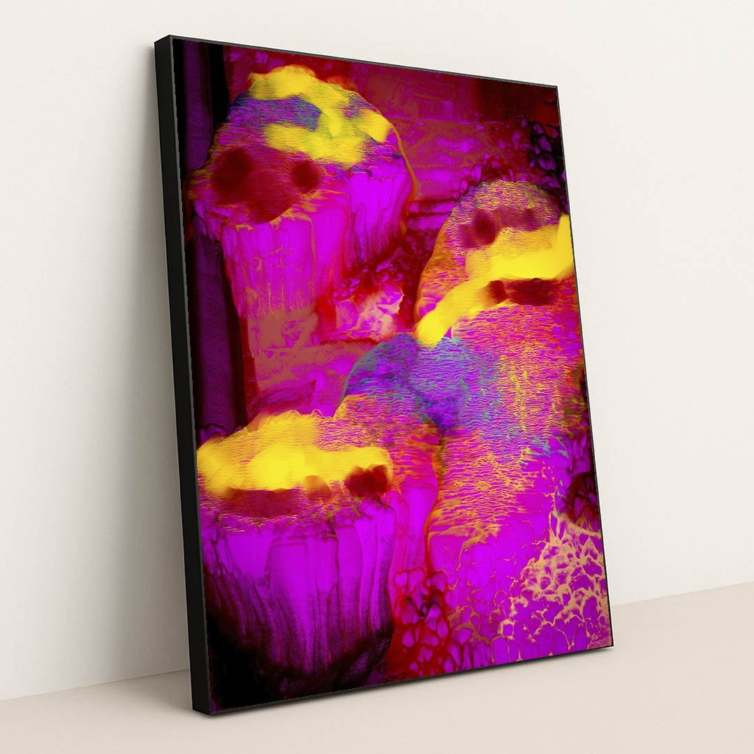 Vibrant Expressionism Digital with Abstract Forms by Steve Johnson - Black Frame Stretchiez