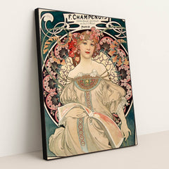 F. Champenois Imprimeur-Editeur (1898) by Alphonse Mucha - Black Frame Stretchiez