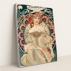 F. Champenois Imprimeur-Editeur (1898) by Alphonse Mucha - Silver Frame Stretchiez
