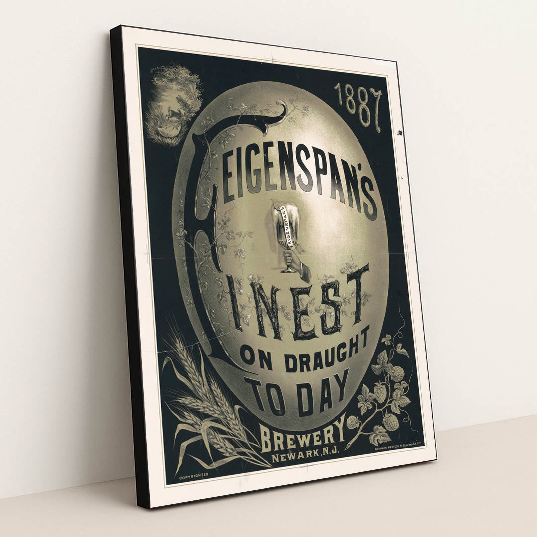 1887, Feigenspan’s finest on draught today (1887) by Herman Bartsch - Black Frame Stretchiez