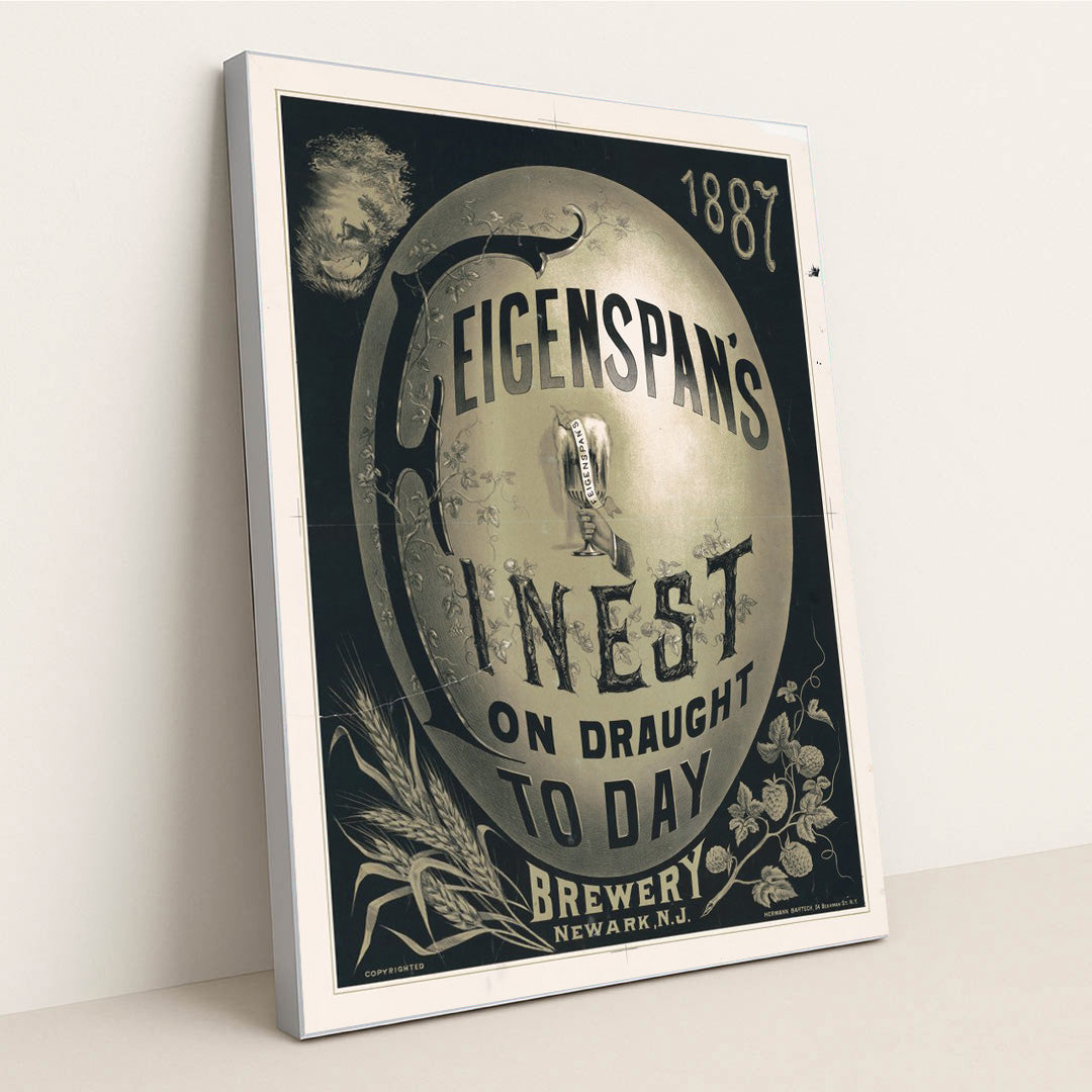 1887, Feigenspan’s finest on draught today (1887) by Herman Bartsch - Silver Frame Stretchiez
