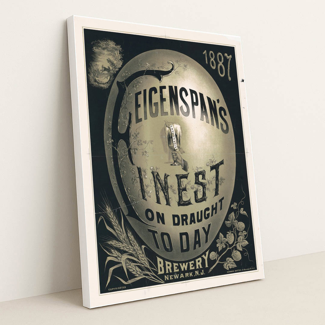 1887, Feigenspan’s finest on draught today (1887) by Herman Bartsch - White Frame Stretchiez