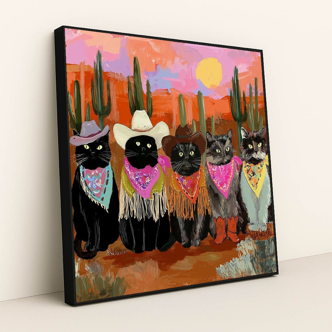 Feline Frontier by Riot & Bloom - Black Frame Stretchiez