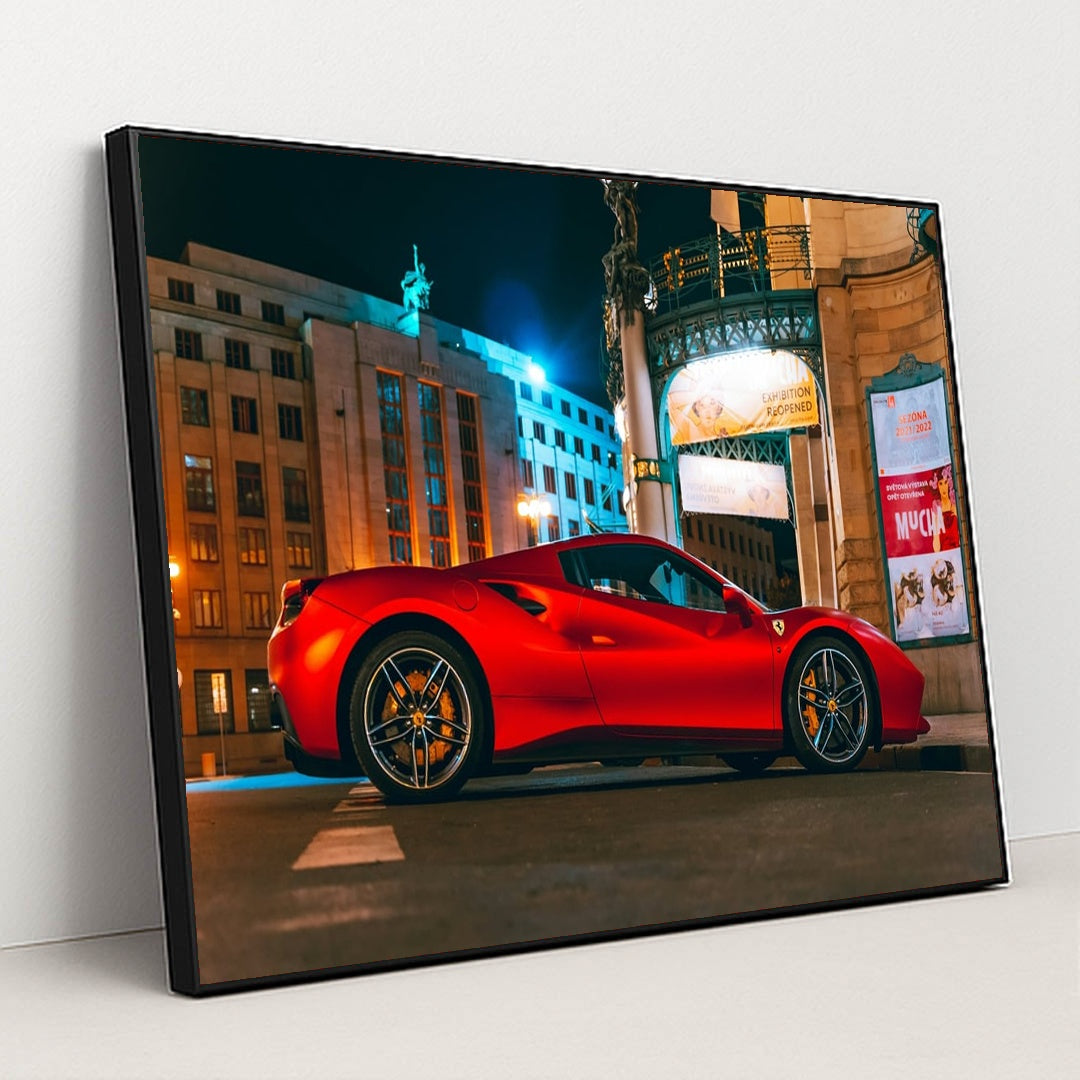 Ferrari 488 GTB Glowing Red by Leon Seibert - Black Frame Stretchiez
