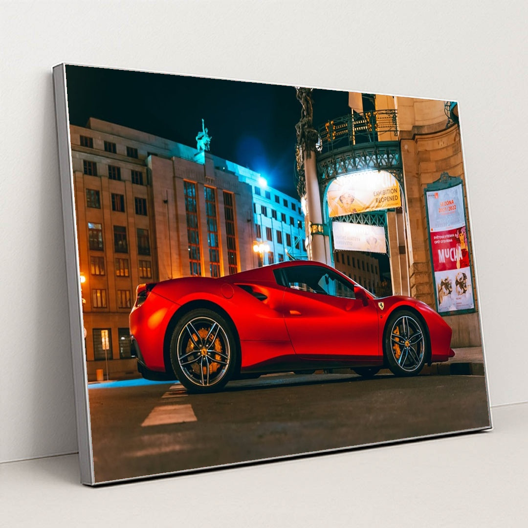 Ferrari 488 GTB Glowing Red by Leon Seibert - Silver Frame Stretchiez