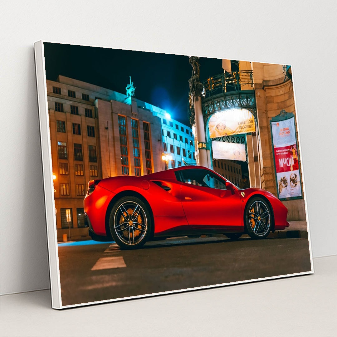 Ferrari 488 GTB Glowing Red by Leon Seibert - White Frame Stretchiez