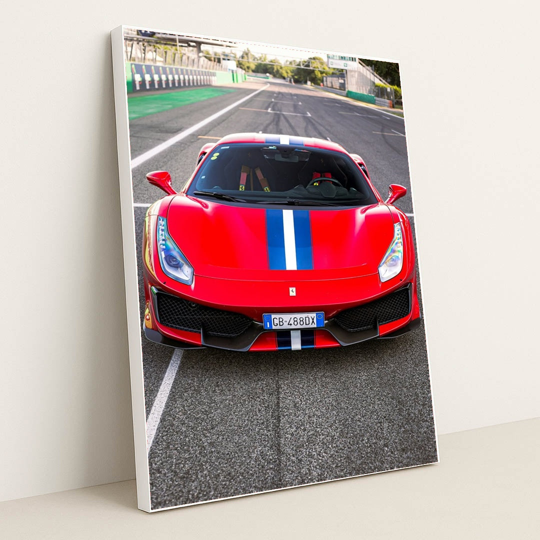 Ferrari 488 Pista on Track by Adrian Balasoiu - White Frame Stretchiez