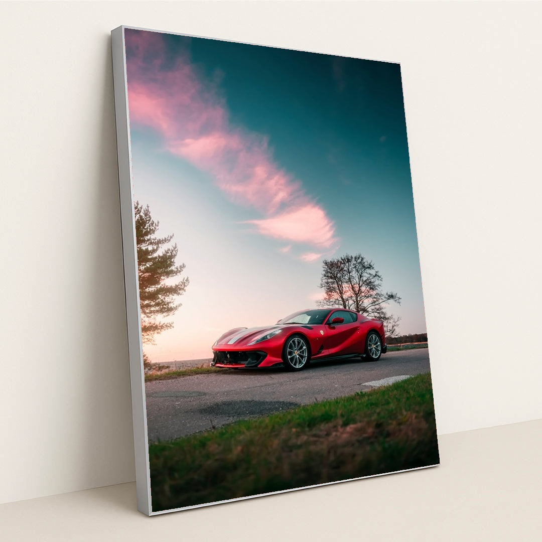 Ferrari 812 Superfast at Sunset by Blacklist Tallinn - Silver Frame Stretchiez