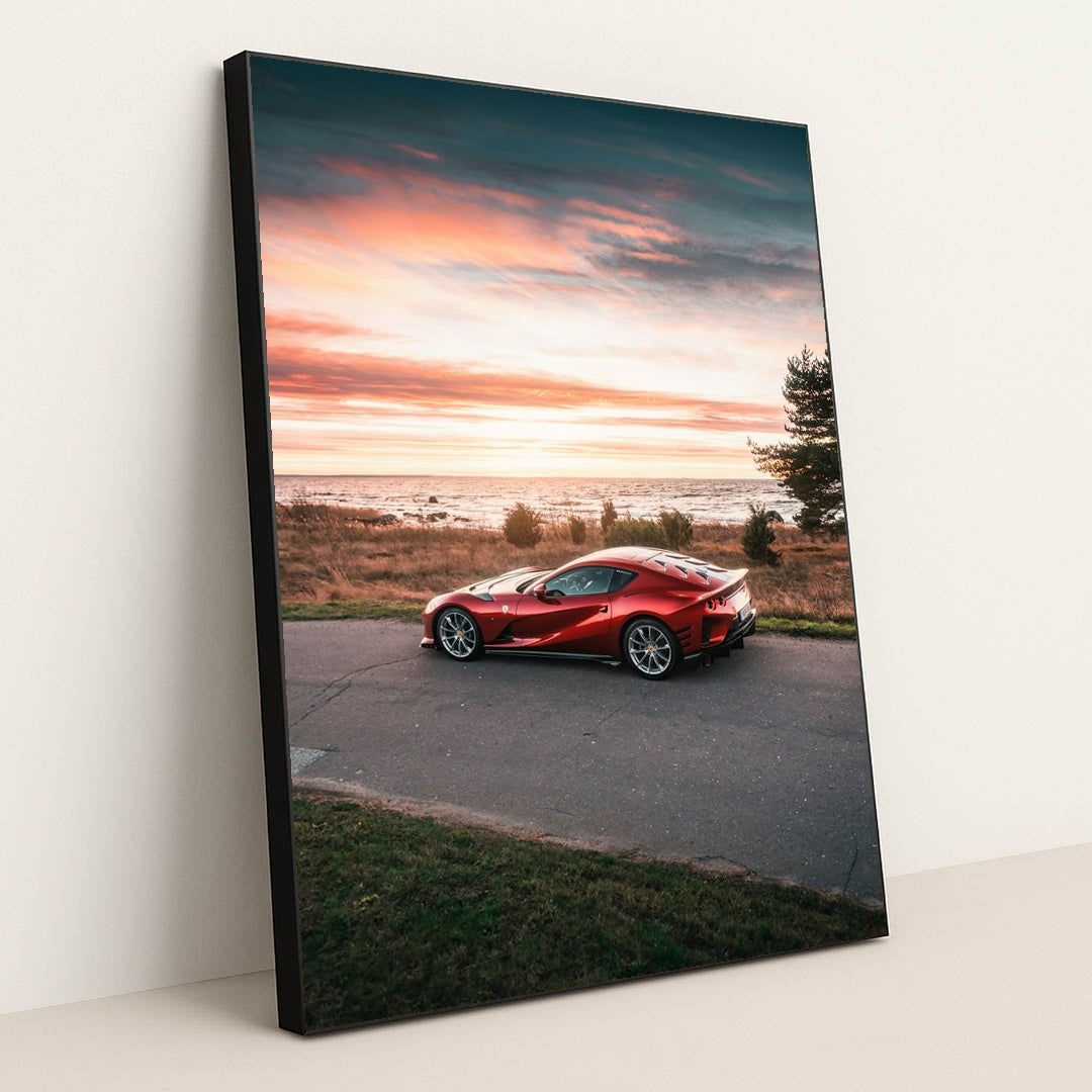 Ferrari 812 Superfast on Coastal Road by Blacklist Tallinn - Black Frame Stretchiez
