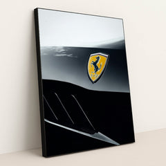 Ferrari Badge in Bold Contrast by Eugene Tkachenko - Black Frame Stretchiez