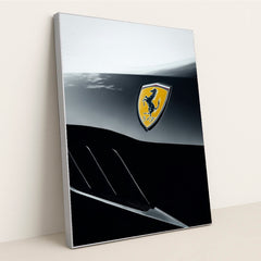 Ferrari Badge in Bold Contrast by Eugene Tkachenko - Silver Frame Stretchiez