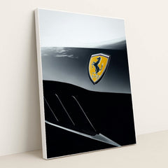 Ferrari Badge in Bold Contrast by Eugene Tkachenko - White Frame Stretchiez