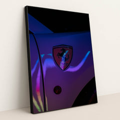 Ferrari Emblem Under Neon Lights by RanaMotorWorks - Black Frame Stretchiez