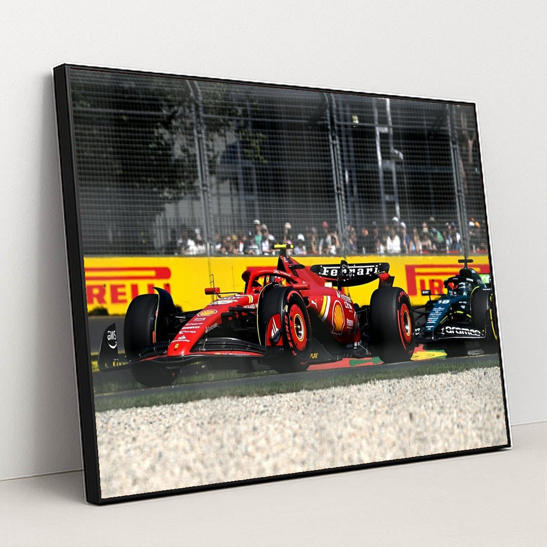 Ferrari F1 in Pursuit by Ken So - Black Frame Stretchiez