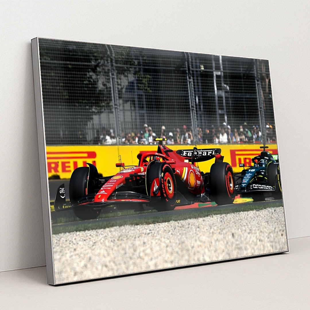 Ferrari F1 in Pursuit by Ken So - Silver Frame Stretchiez