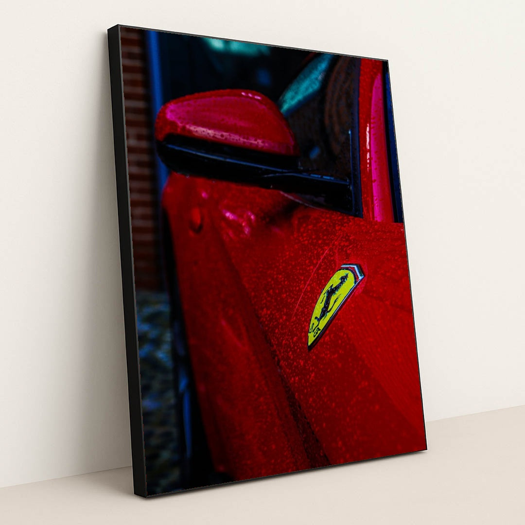 Ferrari in the Rain by Thomas Allsop - Black Frame Stretchiez