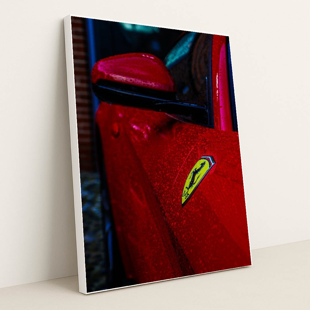 Ferrari in the Rain by Thomas Allsop - White Frame Stretchiez