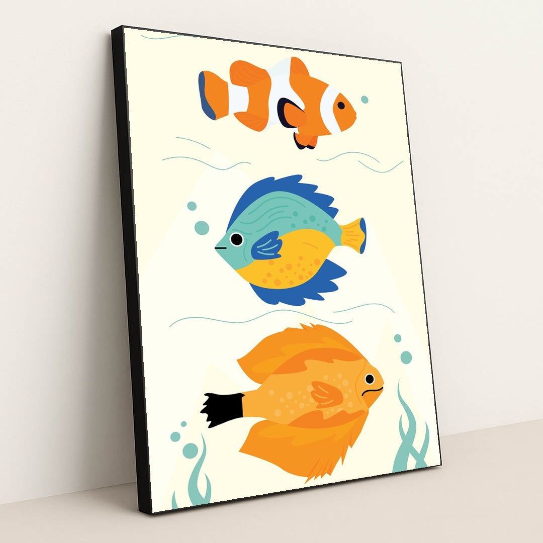 Couple of Fish in Water by Ayush Kumar - Black Frame Stretchiez